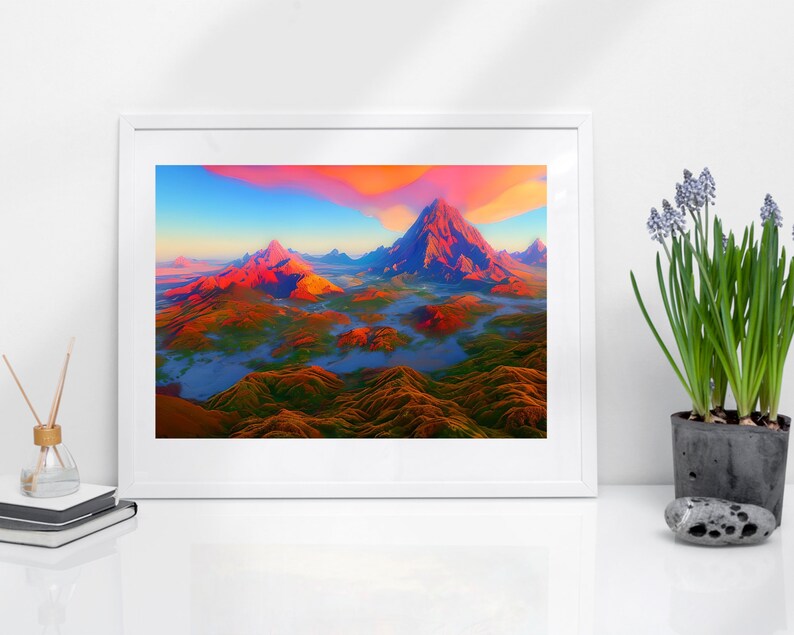 Mountain Wall Art, Nature Inspired Wall Hanging, Mountain Landscape Art, Panoramic Wall Art