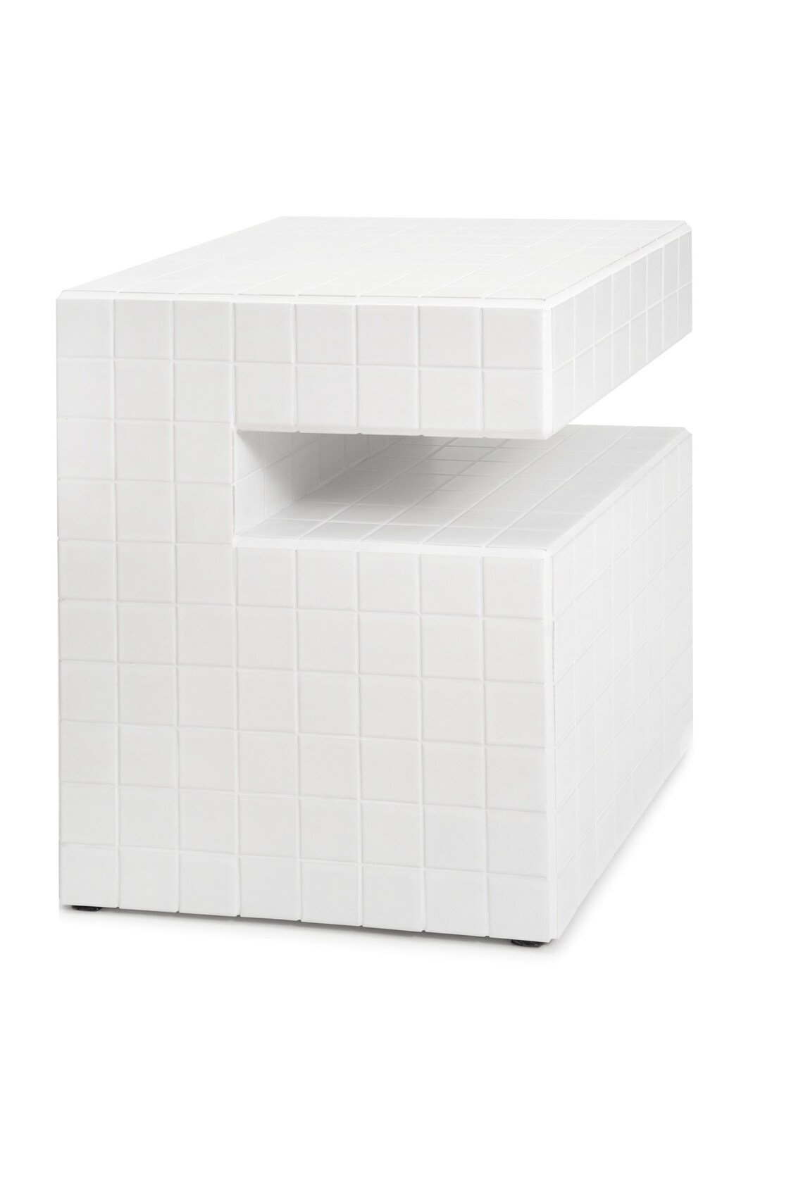 White Tiled Bedside Table With Shelf for Laptop or Books Etsy