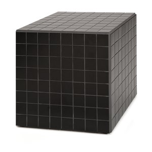 Black chocolate ceramic tiled table, cube, multipurpose side table, minimal modern design, ceramic tiles, birthday present