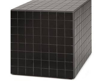 Table carrelée de céramique chocolat noir, cube, table d'appoint polyvalente, design moderne minimal, carreaux de céramique, cadeau d'anniversaire