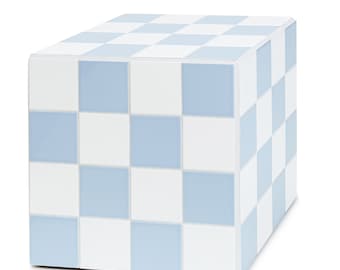 Baby blue tiled coffee cube table, multipurpose side table, modern design, ceramic tiles, creative, birthday present