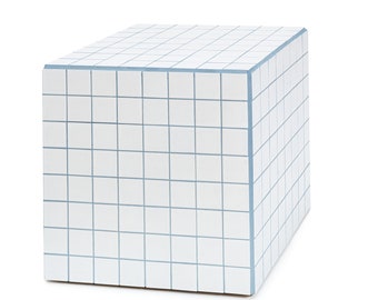 White-dusty blue ceramic tiled cube table, multipurpose, minimal modern design, birthday present