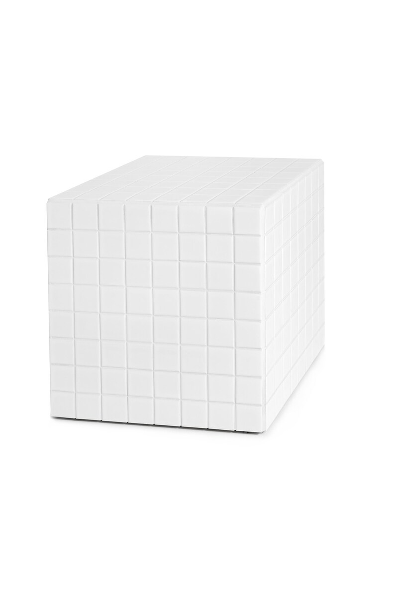 White tiled coffee table, multipurpose side table, white minimal modern design, ceramic tiles, birthday present image 2