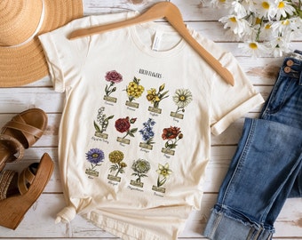Retro aesthetic Flower Shirt, pressed flowers Cottagecore Shirt, vintage Botanical Shirt, Nature Lover Floral Shirt, Wildflower T Shirt,