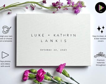 Wedding Video Book, Personalized Digital Wedding Video Album 4GB,  Custom Hardcover Book That Plays Videos & Photos for Wedding Videography