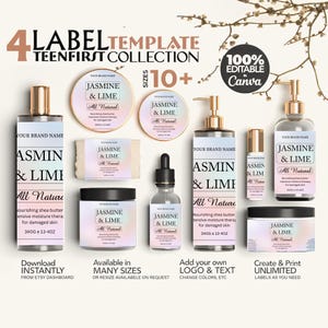 Personalized Skincare Label Bundle, Custom Body Product Label, Editable Cosmetic Label Templates, Beauty Product Label, DIY Branding Kit