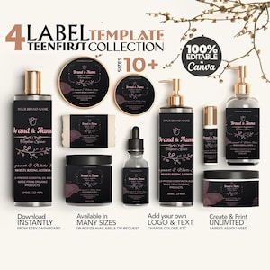 Cosmetic Label Templates, Custom Body Product Label, DIY Skincare Label, Beauty Sticker Design, Bottle and Jar Labels