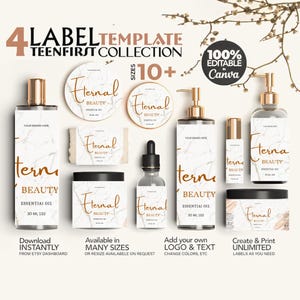 Custom Body Product Label, Editable cosmetic label templates, Bottle Label Design, Essential Oil Label, Label Canva Bottle