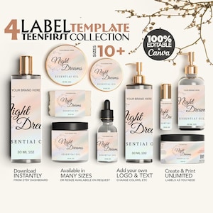 Personalized Skincare Label Bundle, Custom Body Product Label, Editable Cosmetic Label Templates, Beauty Product Label, DIY Branding Kit