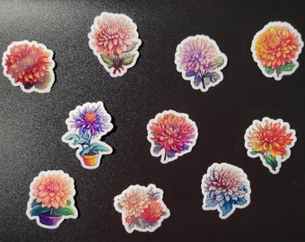 10 Creative Dahlia House Plant Stickers - Waterproof, Scratch Resistant, and Laminated Vinyl Decals