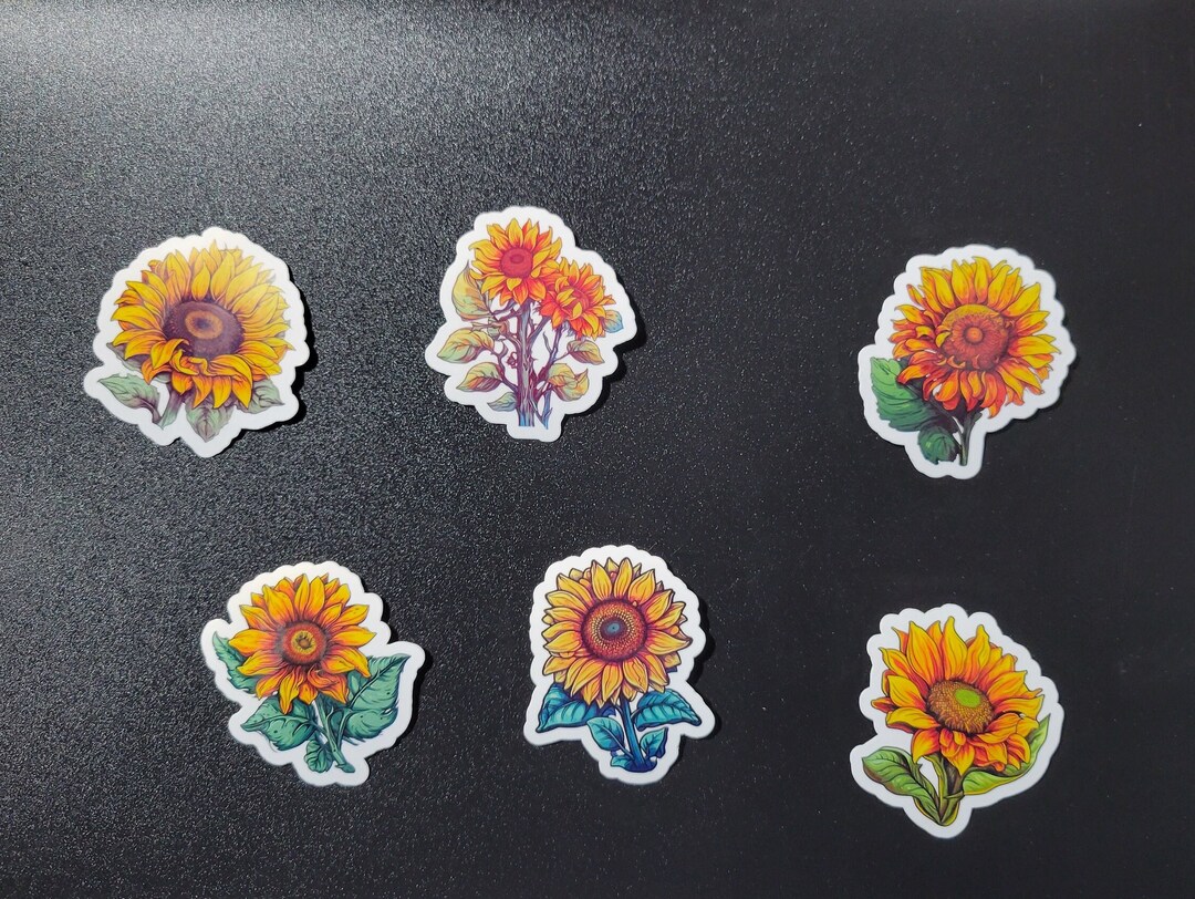 Sunflower Stickers Pattern 10 Charming Sunflower Stickers for Crafting and Scrapbooking - Long ...