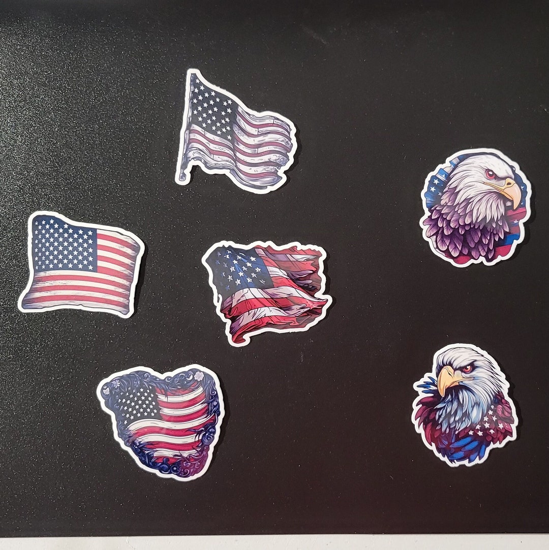 10 Patriotic USA Stickers - Die Cut, Vinyl, Laminated for Fourth of ...