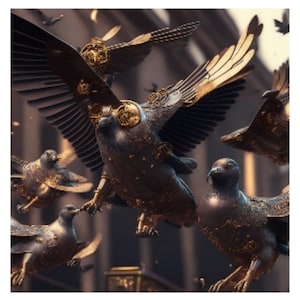 Pigeons 10 CLIPARTS style SteamPunk, images numériques de pigeons, fantaisie numérique de pigeons, illustration steampunk de Pigeons,