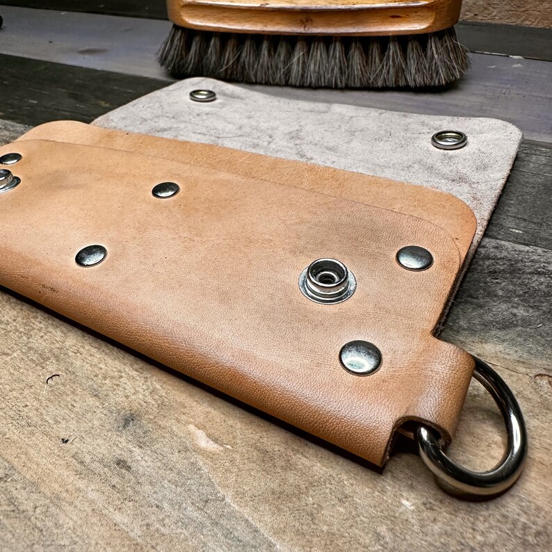 Handmade Leather Long Wallet Large With Snaps and Chain Ring Etsy