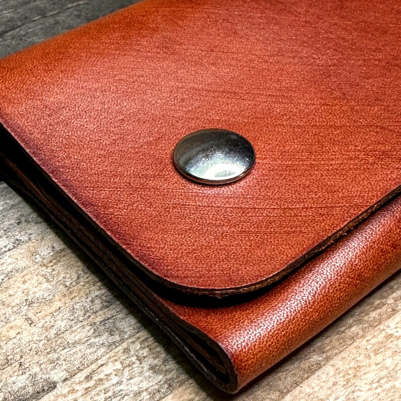 Handmade Leather Long Wallet Large With Snaps and Chain Ring Etsy