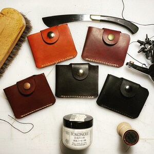 Cartera de cuero hecha a mano - Cartera de bolsillo frontal minimalista
