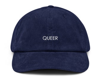 Corduroy Hat, Queer, Embroidered Minimalist Design, Designed by Queers for Queers