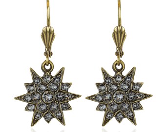 Grey Crystal Starburst Earrings