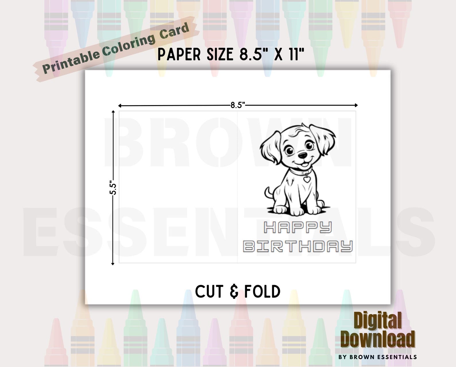 Printable Dog Birthday Card for Kids: Coloring Activity (PDF) - Etsy