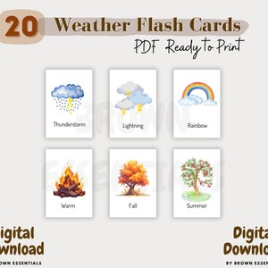 Cartes mémoire météo imprimables - Matériel éducatif pour enfants, étude météorologique à la maison, cartes mémoire Montessori