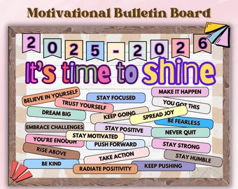 Motivational Bulletin Board Kit: Classroom Decor, Positive Mindset (Printable, K-12, 2025-2026 )