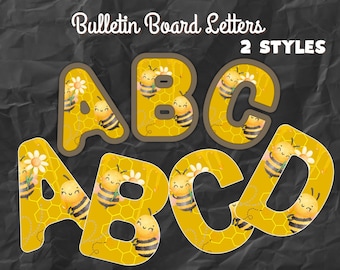 Bee Theme Bulletin Board Letters: Classroom Decor (PDF)