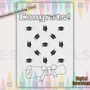 Carte de félicitations à colorier imprimable, carte de remise de diplôme à faire soi-même, cadeau spécial pour féliciter quelqu'un