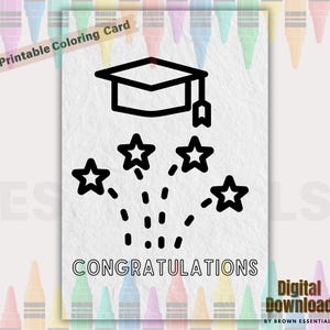 Carte de félicitations à colorier imprimable, carte de remise de diplôme à faire soi-même, cadeau spécial pour féliciter quelqu'un
