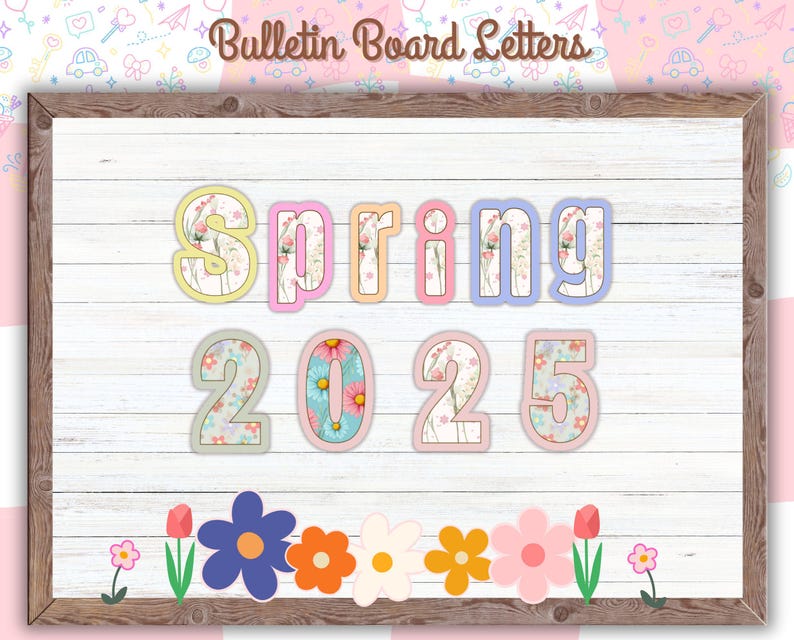 Spring Flower Bulletin Board Letters and Numbers Kit (printable) - Etsy ...