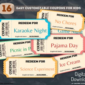 Libros de cupones personalizables para niños: cupones personalizados para divertirse y fortalecer los vínculos. Un regalo único para niños: crea recuerdos inolvidables.