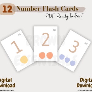 Printable PDF Number Flash Cards - Kids Educational Leaning Materials