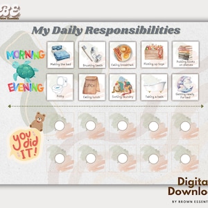 Printable Kids Daily Responsibilities Chart, Chore Checklist, Daily ...