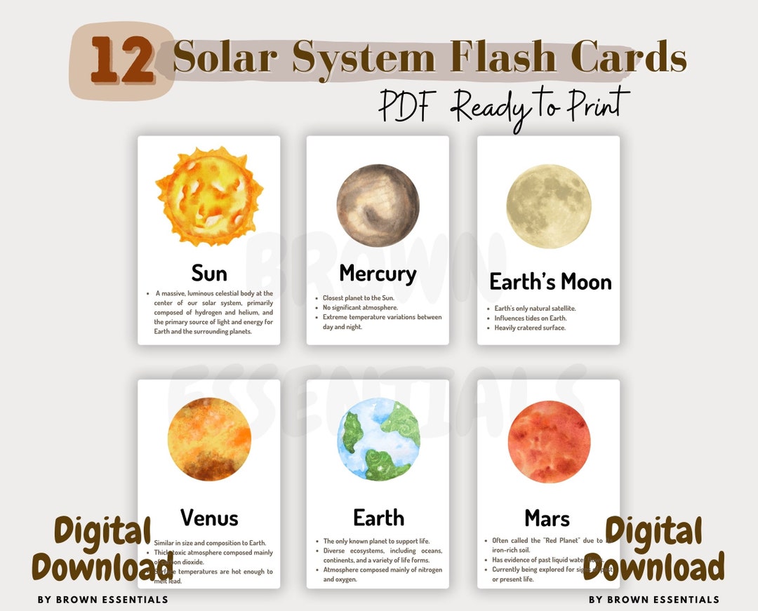 Printable Solar System Flash Cards - Educational Astronomy Cards for ...
