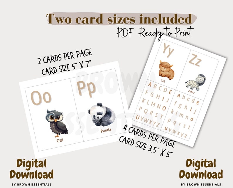 Printable PDF ABC Flash Cards - Kids Educational Leaning Materials - Etsy