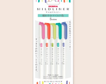 Zebra Mildliner - 5 Colour Set - Radiant Mild - Made in Japan