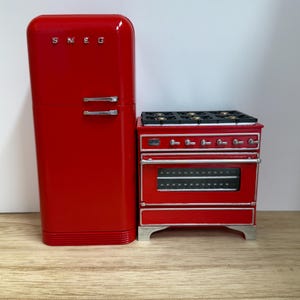 Miniature 1:12 Dollhouse Majestic oven and LIGHTED fridge appliance set