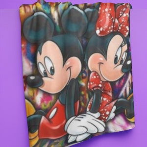 Mickey and Minnie Velveteen Plush Blanket