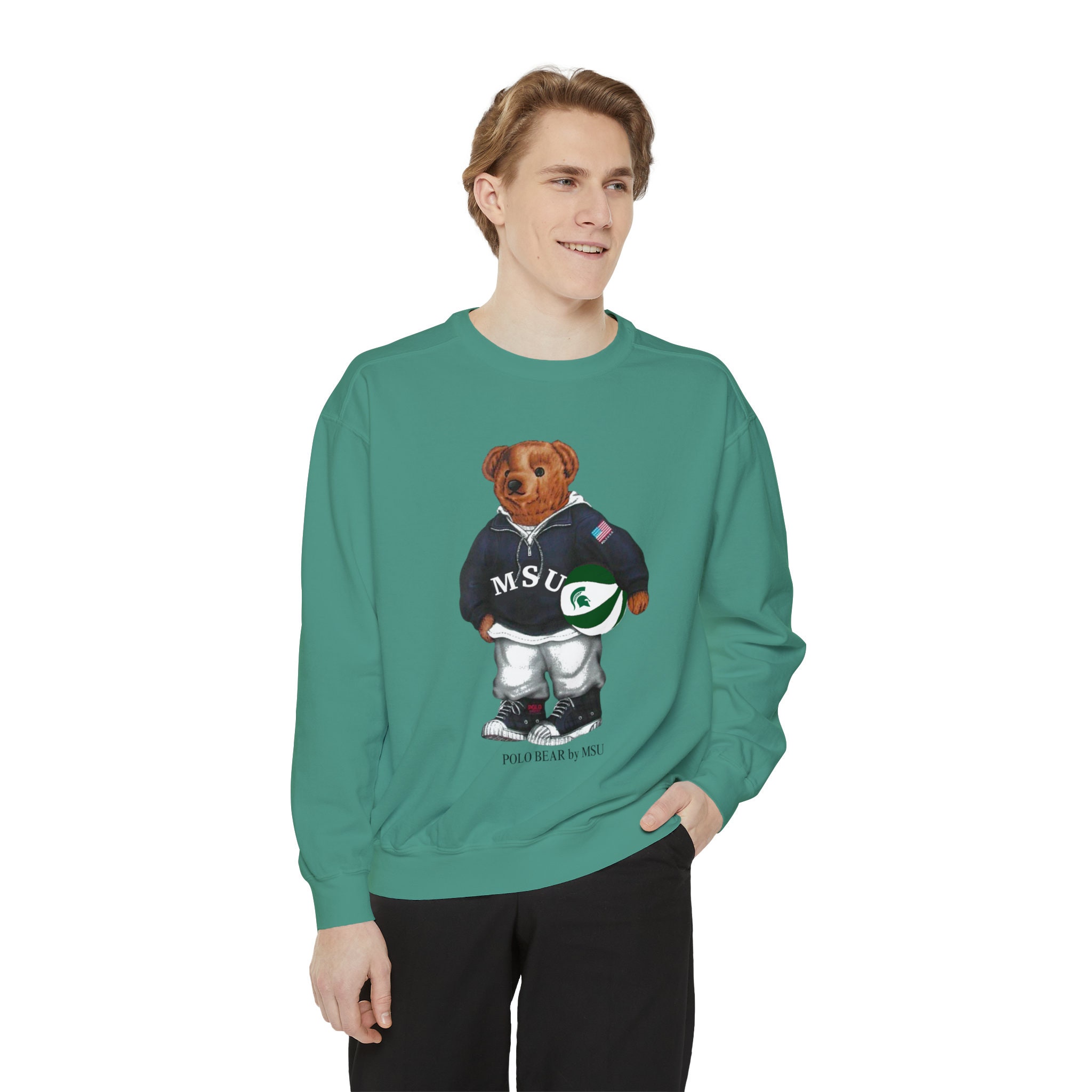 Michigan State Basketball Sweatshirt Vintage Style Sweatshirt Polo Bear Ralph Lauren Etsy Ireland