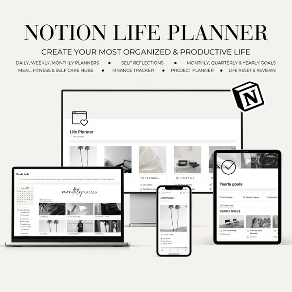 Notion Ultimate Life Planner Template, That Girl Notion Planner, Editable Aesthetic Notion Template, Digital Planner, Notion Dashboard
