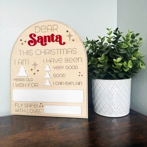 Dear Santa Dry Erase Board l Santa Wishlist l Reusable Christmas List l Christmas Photo Prop