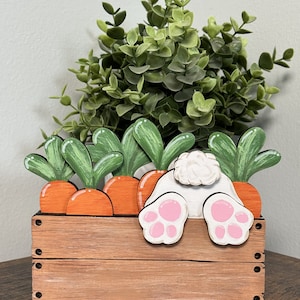 Decoración de Pascua l Decoración de primavera l Estantería con forma de conejito l Cajón de zanahorias con forma de conejito de Pascua