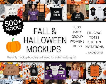 Halloween Mockup Pack, Fall Mockups, Thanksgiving Mock Up, Full Shop Mockup Bundle, Etsy POD Mockup Bundle, Digital Download JPG Instant PNG