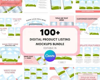 Printable Mock-Ups Digital Products Canva Mockup Template Bundle, Best Seller Template Bundle KDP Coloring Book Journal Course MockUps