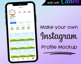 Editable Instagram Profile Template Instagram Post Layout Grid Instagram Mockup Instagram Templates Canva Digital Download Template