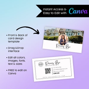 Business Card Canva Template, Realtor Marketing, Modern Business Card, Custom Business Card Digital Download, Real Estate Business Card,