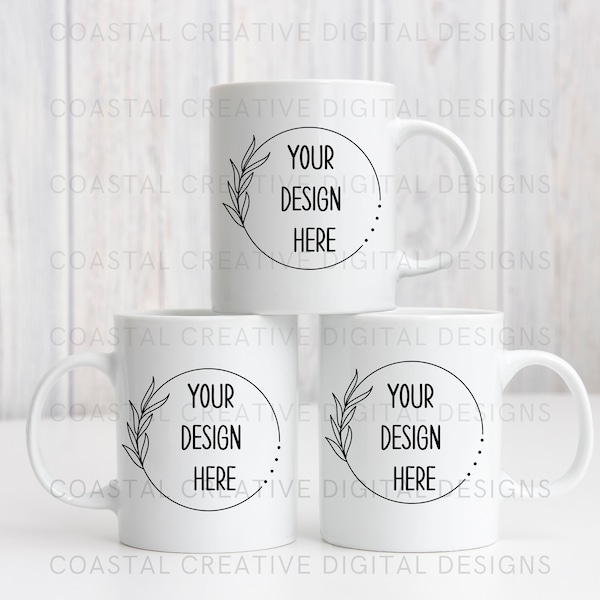 Mug Trio Mockup, Set of Mugs Mockup, Three Mugs Mock-Up, Group of Mugs Mock, His and Hers Mugs Blank Styled Photo, Digital Download JPG,