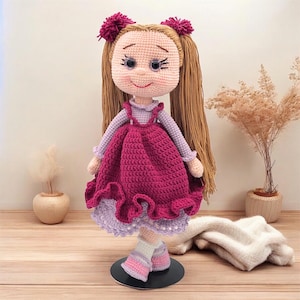 Handmade Crochet Doll with Removable Dress – Amigurumi Gift for Girls – Soft Heirloom Keepsake Toy