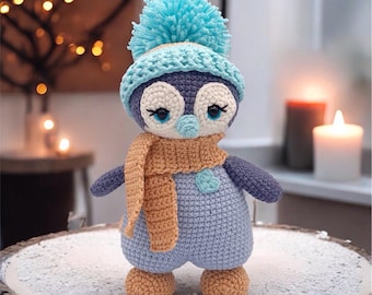Handmade Crochet Penguin Plush – Soft Amigurumi Baby Toy – Nursery Gift – Animal Eco Friendly – Baby Shower Present