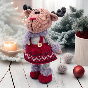 Crochet Reindeer Girl – Handmade Amigurumi Christmas Toy – Holiday Decoration – Cute Winter Gift – Plush Ornament