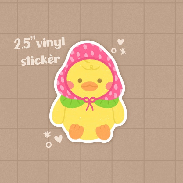 Summer Strawberry Ducky Vinyl Sticker - Summer Sticker - Cute Animal Sticker - Stationary - Vinyl Sticker - Duck Sticker - Kawaii